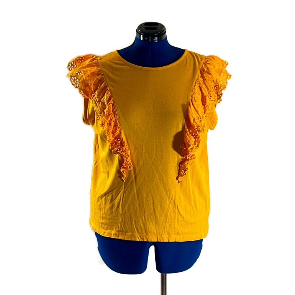 Rachel Parcell Ruffled Orange T-Shirt - Picture 2 of 9